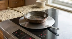 Disque relais en inox permettant d'utiliser une poêle classique sur plaque à induction