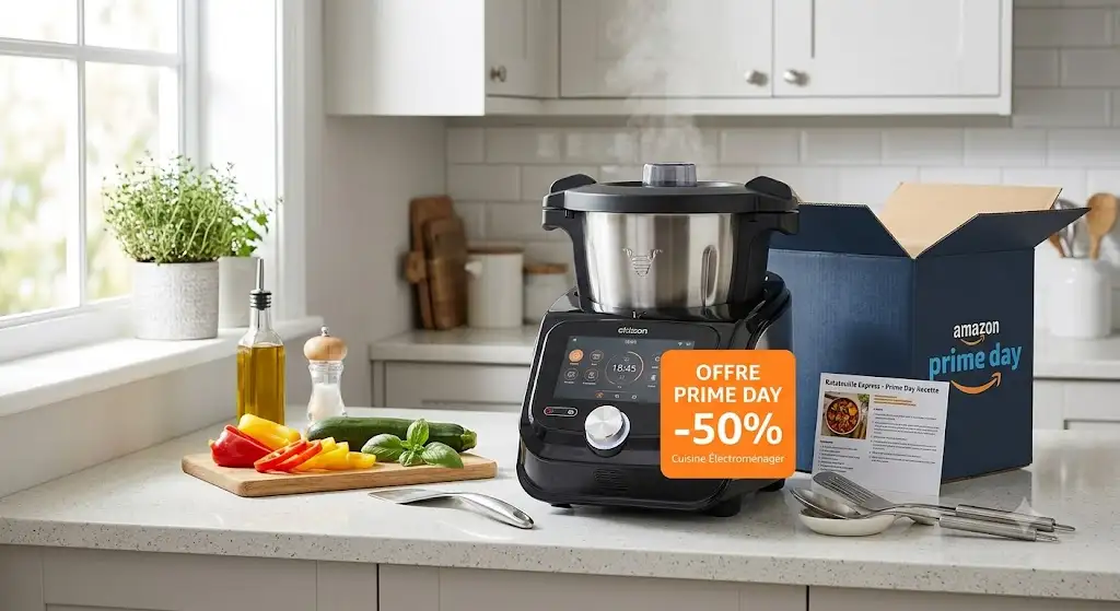 Robot cuiseur multifonction en promotion pour l'Amazon Prime Day cuisine sur un plan de travail