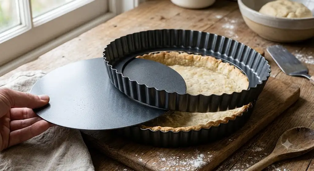 Moule à tarte cannelé en acier antiadhésif avec fond amovible pour démoulage facile